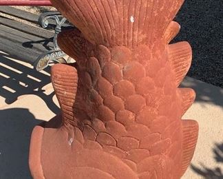 AS-IS Fish Terracotta Chiminea 41 x 25 x 17 HxWxD