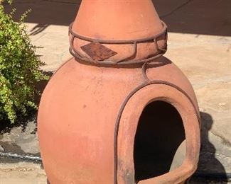 Teracotta Iron Frame Chiminea 46 x 18 x 18 HxWxD