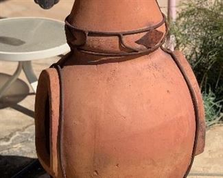 Teracotta Iron Frame Chiminea 46 x 18 x 18 HxWxD