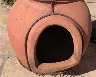 Teracotta Iron Frame Chiminea 46 x 18 x 18 HxWxD