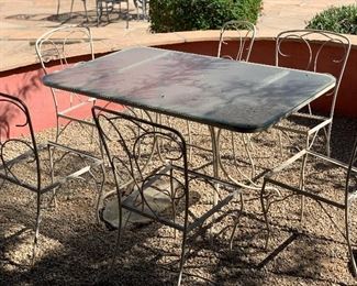 AS-IS Wrought Iron Patio Table w/ 6 Chairs 30 x 32 x 54 HxWxD