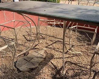 AS-IS Wrought Iron Patio Table w/ 6 Chairs 30 x 32 x 54 HxWxD