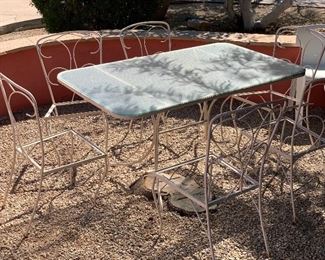 AS-IS Wrought Iron Patio Table w/ 6 Chairs 30 x 32 x 54 HxWxD