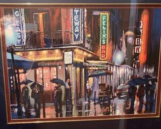 *Signed* Numbered Ron Picou Rainy Street 23x29in