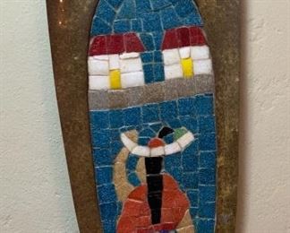 Stone Tile & Copper Wall Art 21x8in