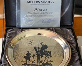 Sterling Silver Picasso Don Quixote De La Mancha Geo Washington Mint 8in Diameter 6oz sterling silver