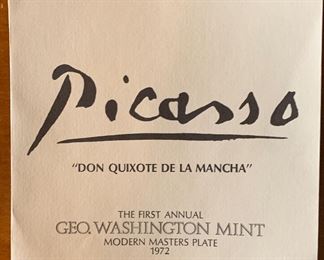 Sterling Silver Picasso Don Quixote De La Mancha Geo Washington Mint 8in Diameter 6oz sterling silver