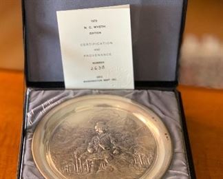 1972 Washington Mint Sterling Silver Wyeth Plate 8in Diameter Plate 301 g sterling