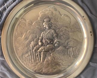1972 Washington Mint Sterling Silver Wyeth Plate 8in Diameter Plate 301 g sterling