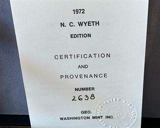 1972 Washington Mint Sterling Silver Wyeth Plate 8in Diameter Plate 301 g sterling