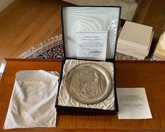 1972 Washington Mint Sterling Silver Mother’s Day Plate 8in Diameter Plate 270 grams sterling