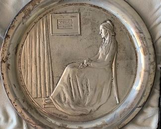 1972 Washington Mint Sterling Silver Mother’s Day Plate 8in Diameter Plate 270 grams sterling