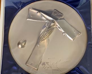 Lincoln Mint Sterling Silver Salvador Dali Easter Christ 1972 8in Diameter Plate 325 g sterling