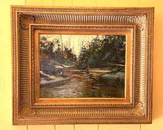 *Original* Art Ron Picou Fisherman 21X25X2in HxWxD
