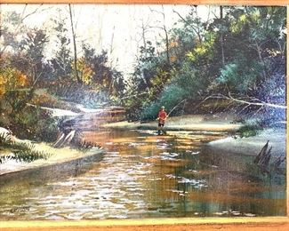 *Original* Art Ron Picou Fisherman 21X25X2in HxWxD