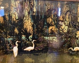*Signed* Morning Chatter Ron Picou Litho 9x24in