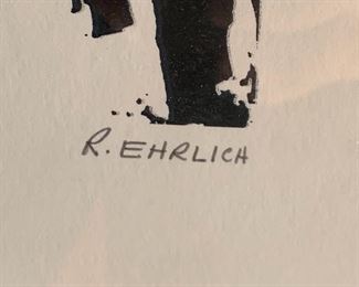 *Signed* R. Ehrlich Snow Scene Print 21x17in