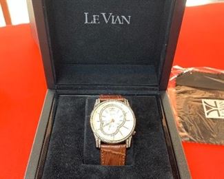LeVian Diamond Bezel Sub Second Swiss Watch