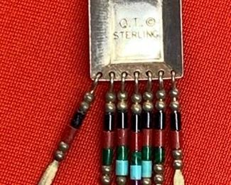 *Signed* Native American QT Sterling Earrings 2.75 hang length x .75in W
