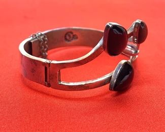JPC Mexico 925 Taxco Sterling Silver Bracelet 1.25in W sz: 6.5in