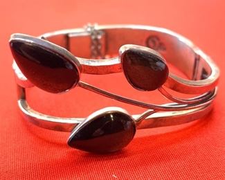 JPC Mexico 925 Taxco Sterling Silver Bracelet 1.25in W sz: 6.5in