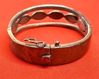 Mexico 925 Taxco Sterling Silver Bracelet .75in W sz: 6in