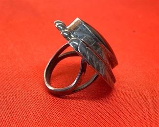 Vintage Sterling Onyx Mexico Ring Sz 5.5 1.25in sz: 5.5