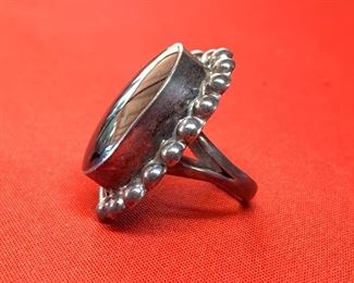Vintage Sterling Onyx Mexico Ring Sz 5.5 1.25in sz: 5.5