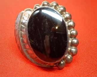 Vintage Sterling Onyx Mexico Ring Sz 5.5 1.25in sz: 5.5