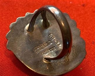 Vintage Sterling Onyx Mexico Ring Sz 5.5 1.25in sz: 5.5