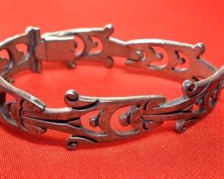 Mexico 925 Taxco Sterling Silver Bracelet #2 .625 W sz: 6in