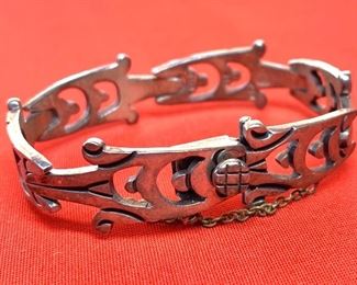 Mexico 925 Taxco Sterling Silver Bracelet #2 .625 W sz: 6in