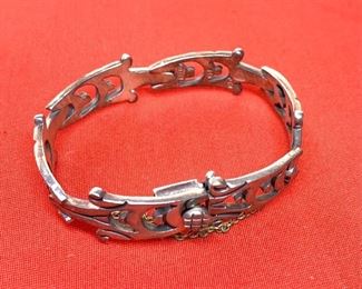 Mexico 925 Taxco Sterling Silver Bracelet #2 .625 W sz: 6in
