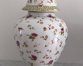 floral ginger jar. approx 7 1/2" wide by 14" tall. $35.00