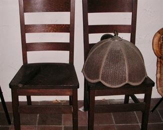 Two matching oak chairs