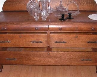 Antique solid oak Empire buffet