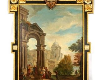 18th C Italian Ruins Oil Painting