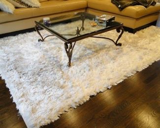 Macy's Coffee Table, White & grey Rug 10x8'
