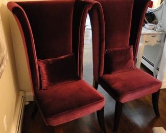 Purple (I know they look red but they are purple) Velvet Tall Chairs