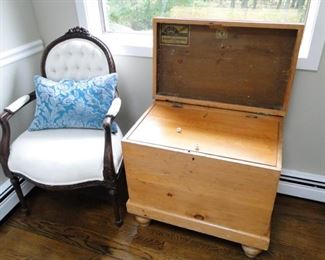 The Eddy Refrigerator and Floral vintage chair