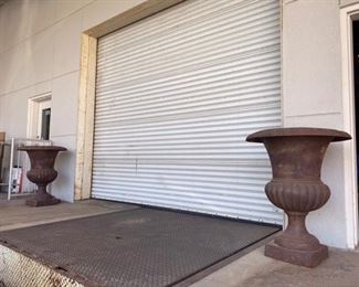  - $1200 massive pair of a French iron urns 