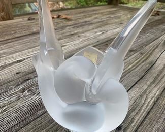 Lalique Dove Vase with frog