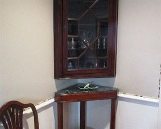 Chippendale style Wall Mount Corner Cabinet & original corner shape stand