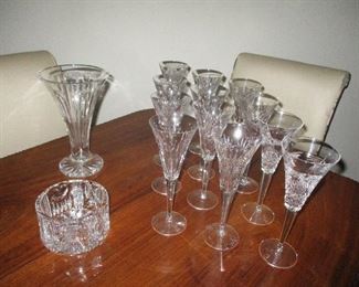Waterford Flutes, Tall Vase & Wine Bottle Coaster, Millenium collection