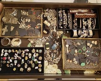 Sterling silver statement jewelry from vintage to newer including Mexican and designer pieces. All 50% off!