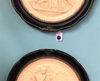 Plaster Relief Plaques Pair