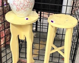Yellow Stool Stands Pair
