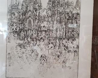 Jorg Schmeisser (Polish 1942-2012) "KAJURAHO" artist proof etching