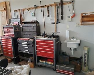 TOOL CHESTS with DRAWERS FULL OF HAND TOOLS