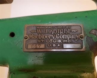 PLAQUE ON DRILL PRESS
